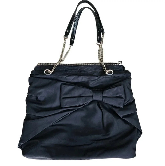 kate spade Handbags - Kate Spade Ester Black Satin Bow Nylon Rare Luxury Sophisticated Shoulder Purse